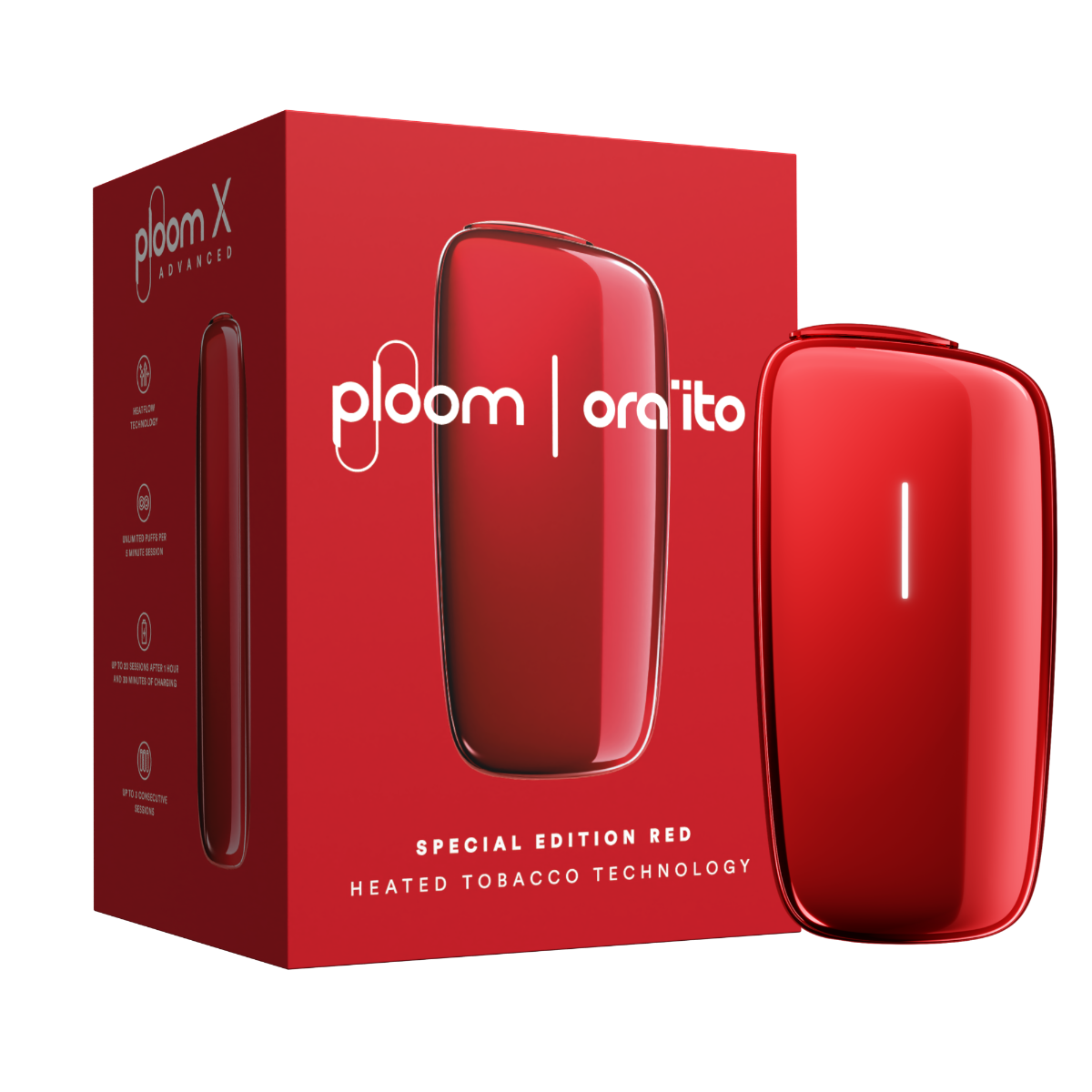 【紅色】Ploom X ADVANCED SPECIAL EDITION RED主機兼容七星加熱煙台灣口味MEVIUS/EVO煙彈